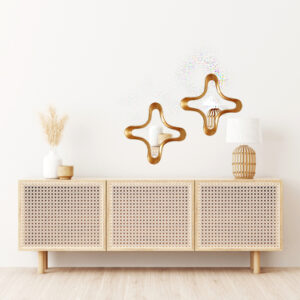 FRILL INDIA Designer Wall Mirror-Handcrafted Centerpiece | Modern Abstract Unique Style Mirror for Wall Décor | 41W x 41L cm| | Rose Gold Finish