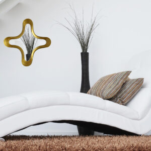 FRILL INDIA Designer Wall Mirror-Handcrafted Centerpiece | Modern Abstract Unique Style Mirror for Wall Décor | 41W x 41L cm| | Brass Gold Finish