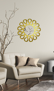FRILL INDIA Designer Wall Mirror | Contemporary Style Mirror for Wall Décor | 56 cm Diameter | Brass Gold