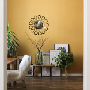 FRILL INDIA Designer Wall Mirror | Antique Style Mirror for Wall Décor | 56 cm Diameter | Brass  Gold Antique