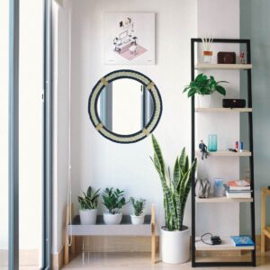 Vintage Style Rope Wall Mirror | Beautiful Design Handcrafted for Living Room |Teal Blue& Cream White | 61 cm Round Shape